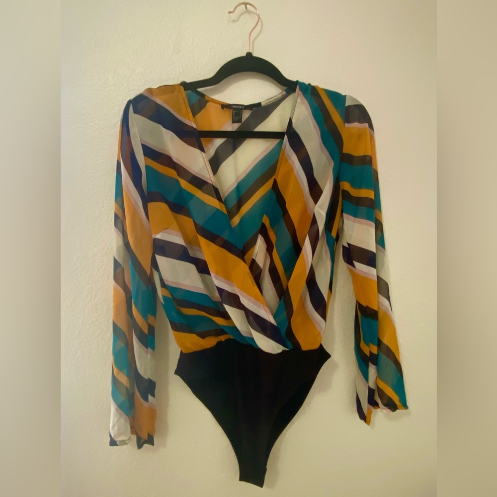 Multiple colorful stripe bodysuit